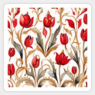 Red Gold Ash Turkish Tulips Ottoman Pattern Sticker